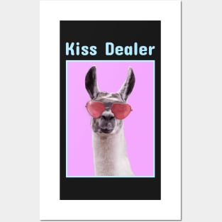 Kiss Dealer Llama with Heart Glasses Posters and Art